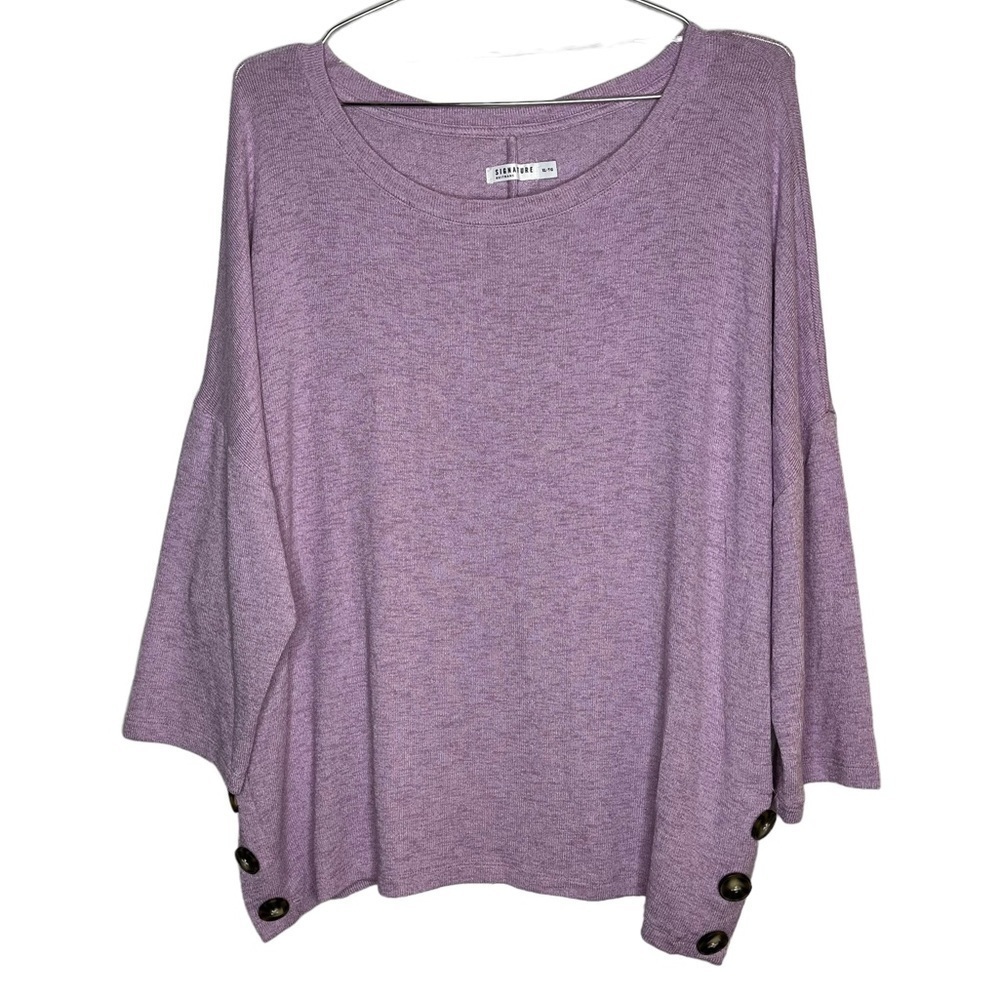 SIGNATURE Reitmans Lilac Dolman Sleeve Sweater Button Detail